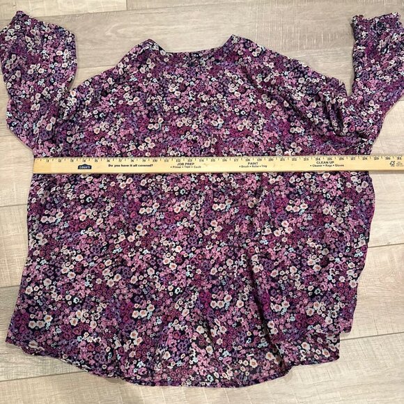 LANE BRYANT WOMENS SIZE 28 FLORAL SHEER LONG SLEEVE BLOUSE SHIRT - Picture 4 of 7